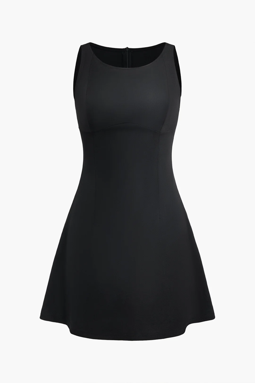 Solid Zipper Sleeveless Mini Dress - Weenar