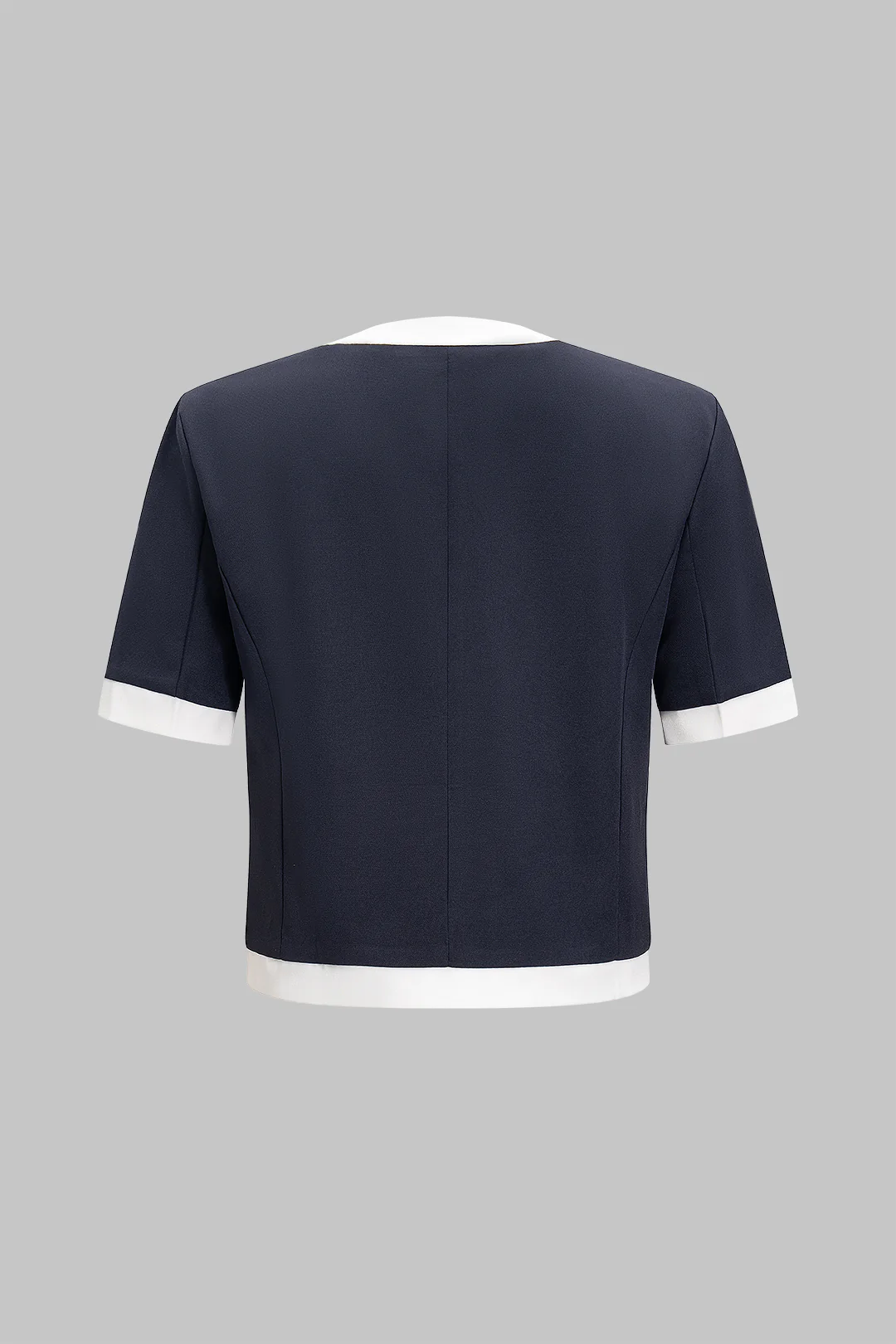 Contrast Button Fake Pocket Top - Weenar