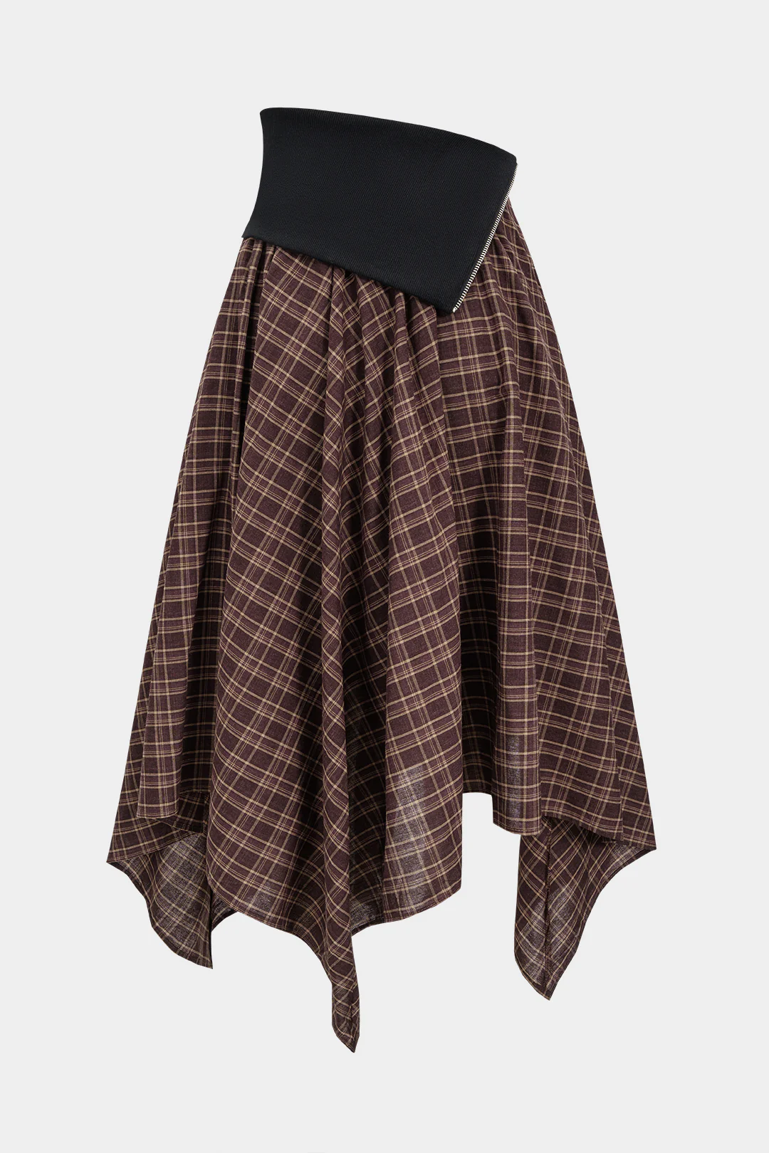High Waist Patchwork Irregular Hem Skirt - Weenar