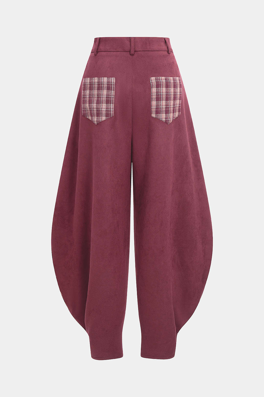 Plaid Print Suede Patchwork Pants - Weenar