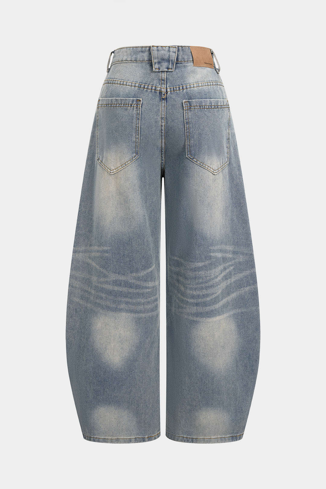Denim Metallic Buckle Wide Leg Jeans - Weenar