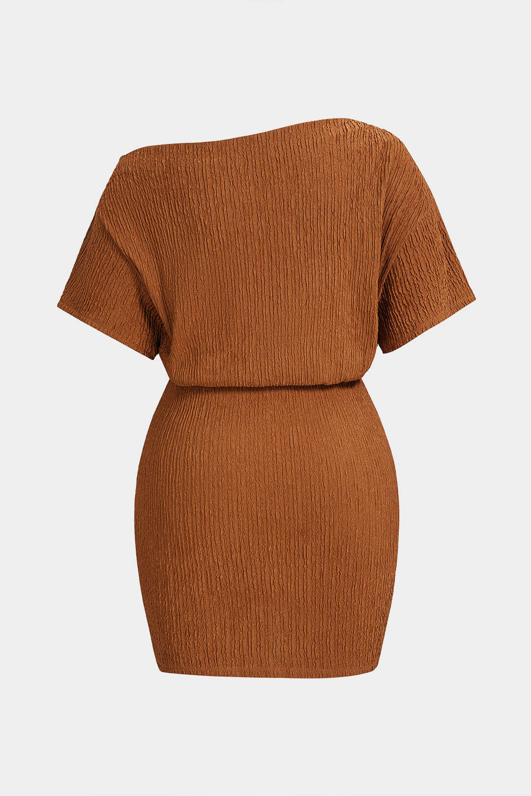 Plus Size One Shoulder Short Sleeve Mini Dress - Weenar