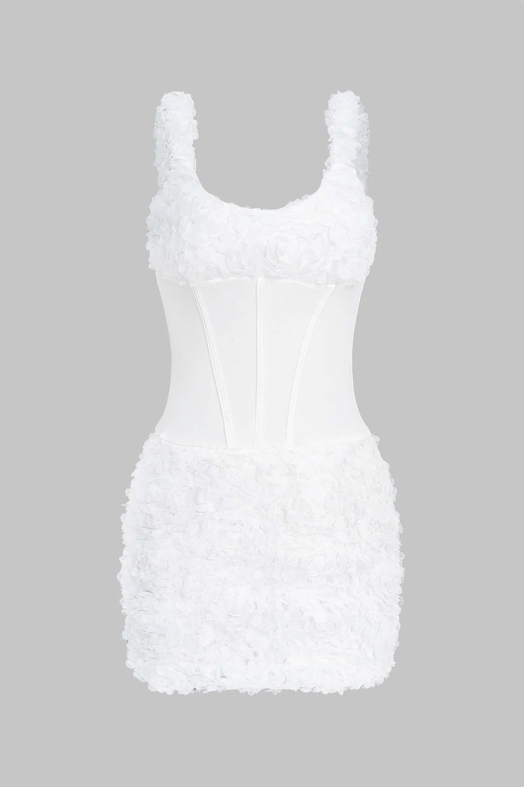 Flower Appliques Bodycon Backless Sleeveless Mini Dress - Weenar