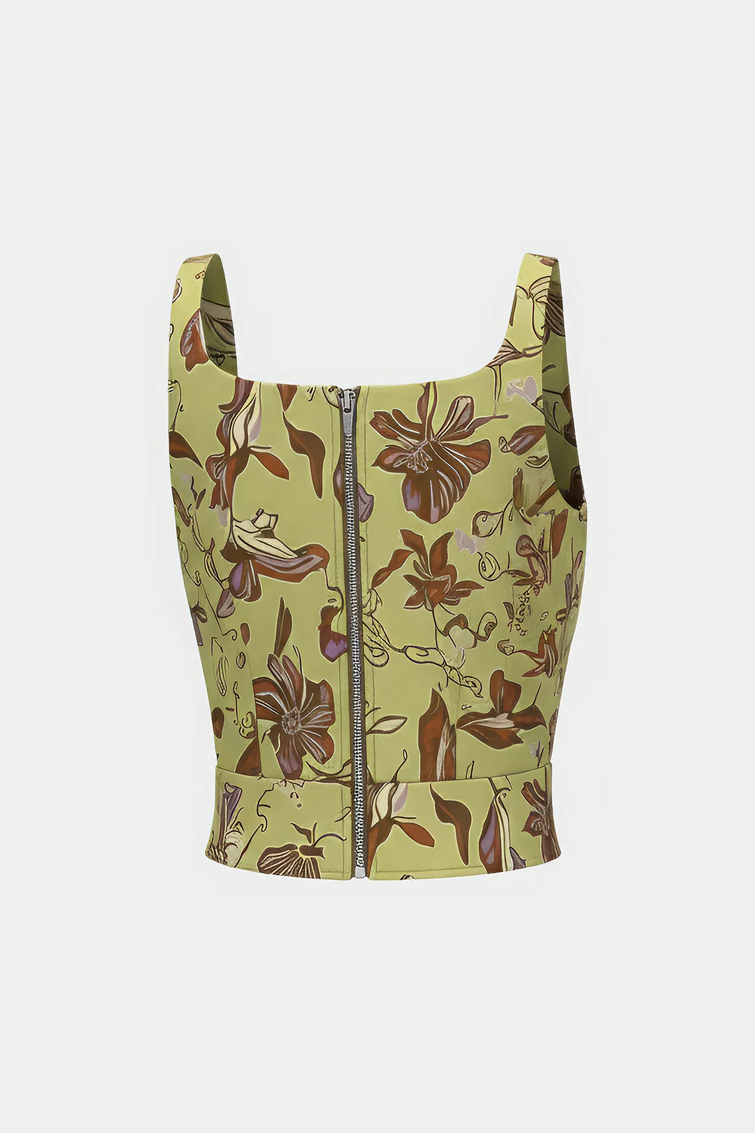 Floral Print Zipper Cami Top - Weenar