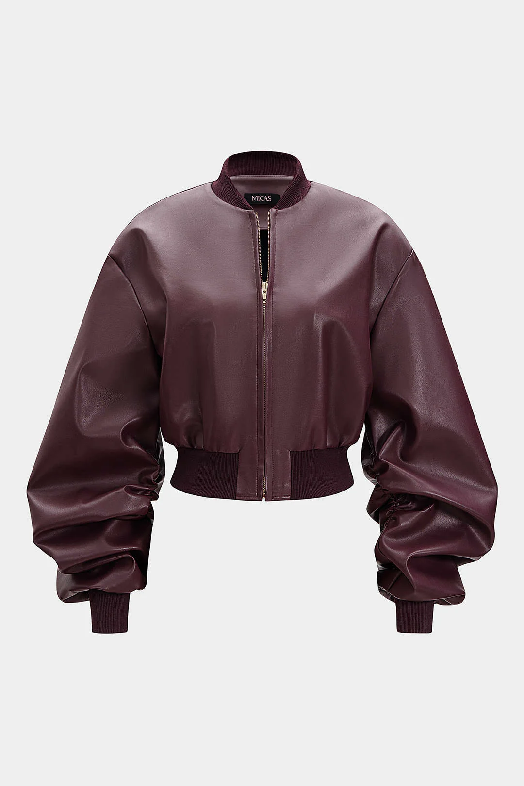 Faux Leather Patchwork Ribbed Jacket - Weenar
