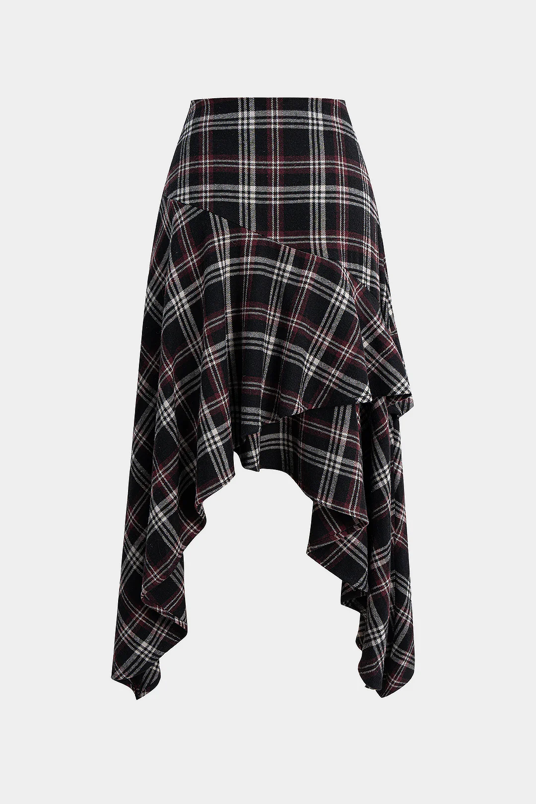 Plaid Print Asymmetrical Irregular Hem Skirt - Weenar