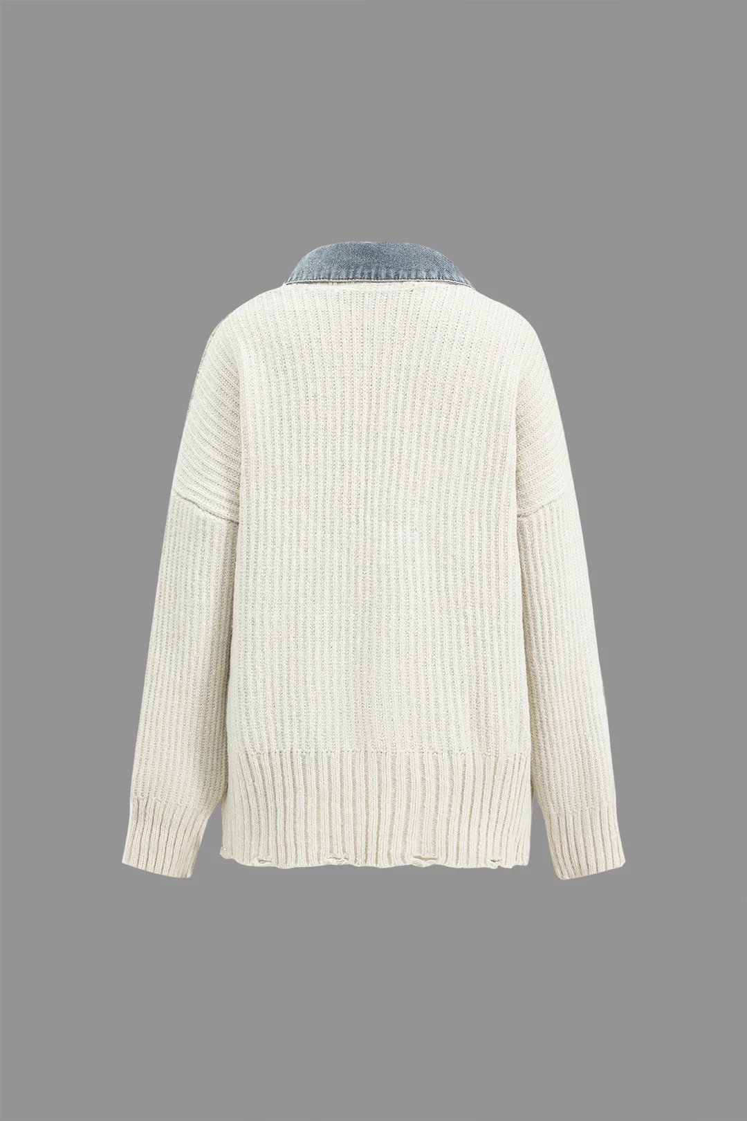 Knit Denim Patchwork Cardigan - Weenar
