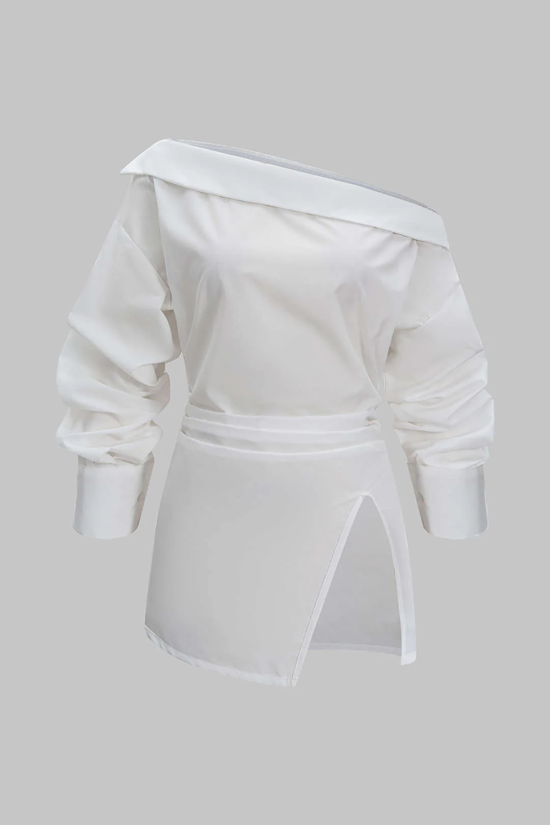 Off Shoulder Ruched Long-Sleeve Shirt - Weenar
