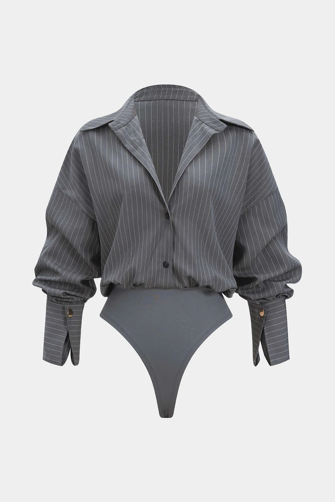 Stripes Print Button Long Sleeve Bodysuit - Weenar