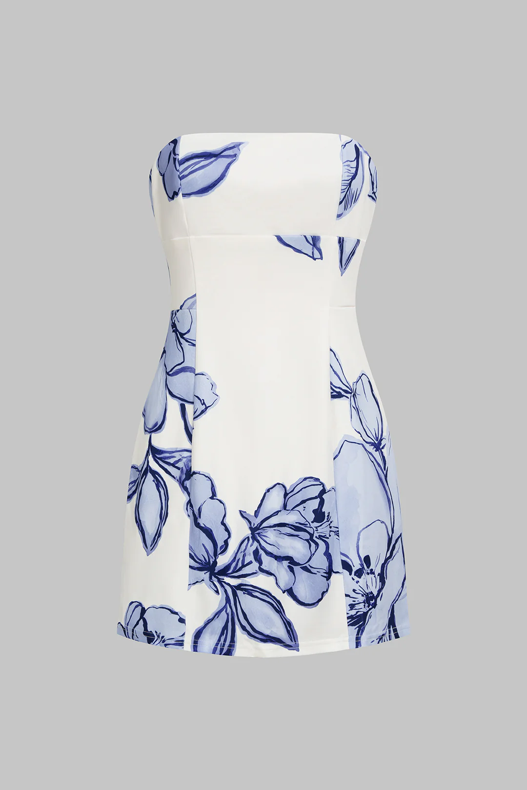 Floral Print Satin Strapless Sleeveless Mini Dress - Weenar