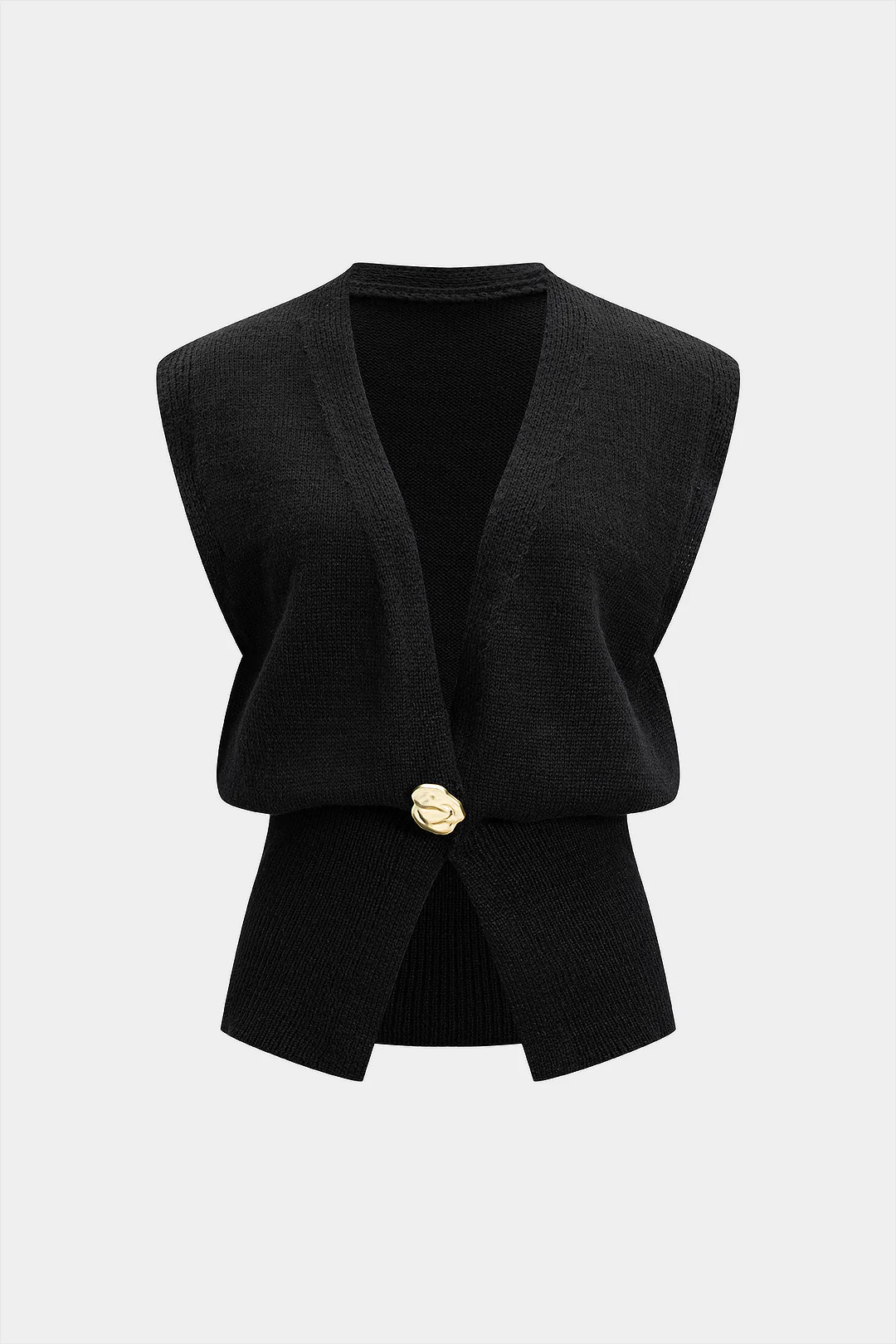 Knit Button V-Neck Vest - Weenar