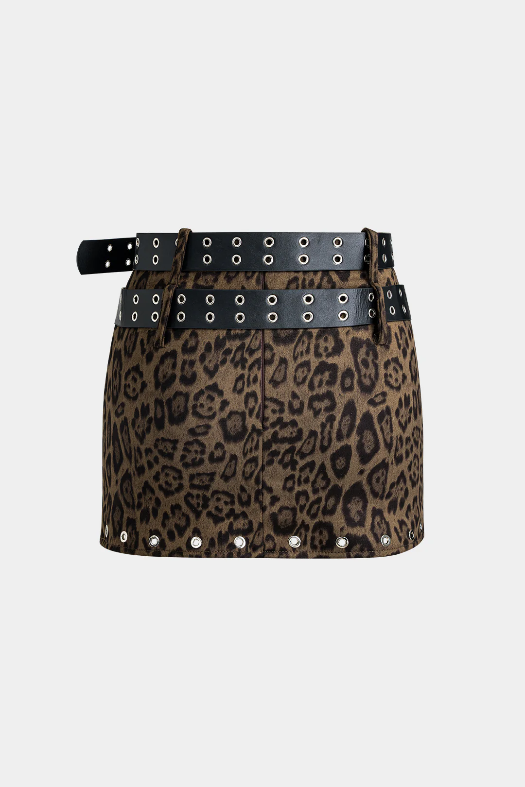 Suede Double Waist Belt Decor Skirt - Weenar