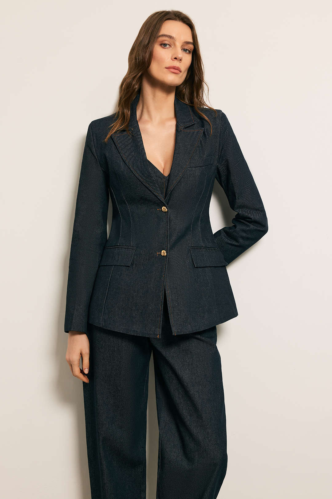 Denim V-Neck Button Outerwear - Weenar