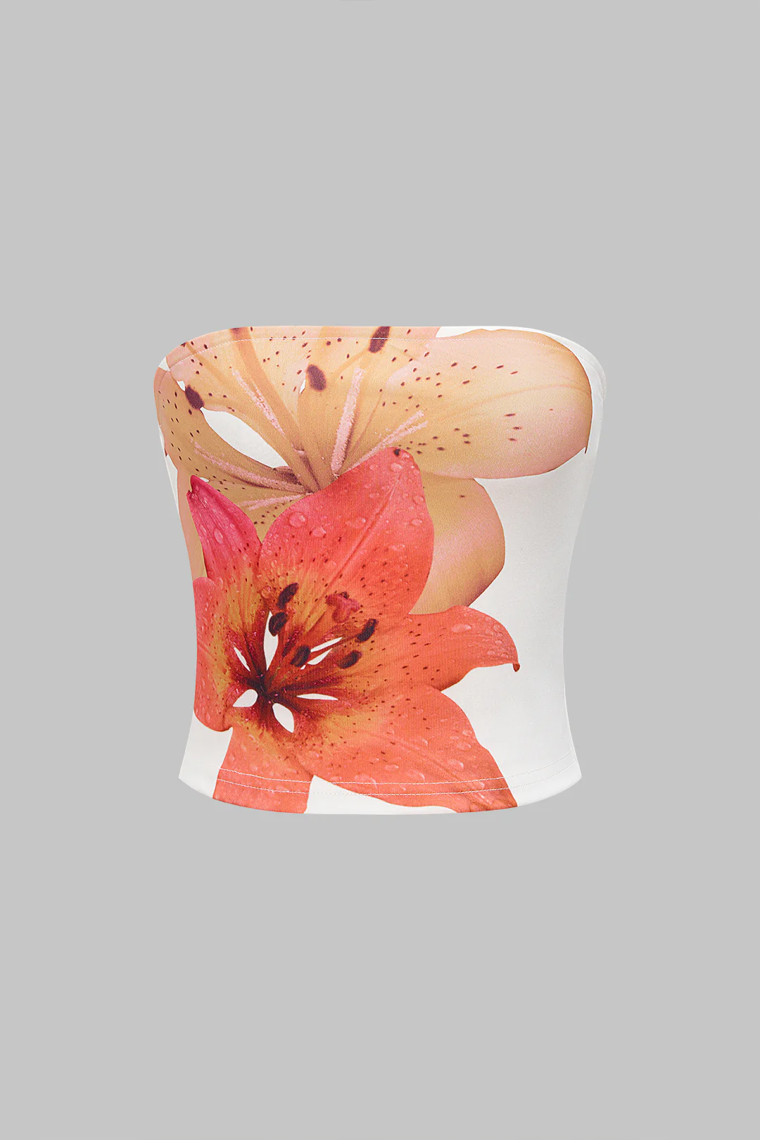 Floral Print Satin Tube Top - Weenar
