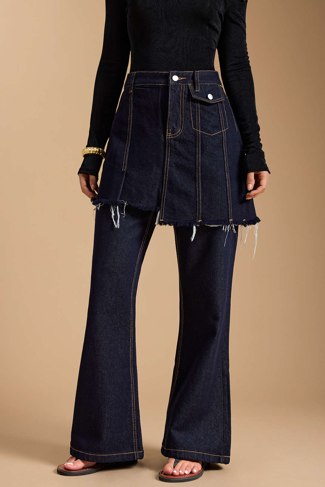Denim Asymmetrical Frayed Jeans - Weenar