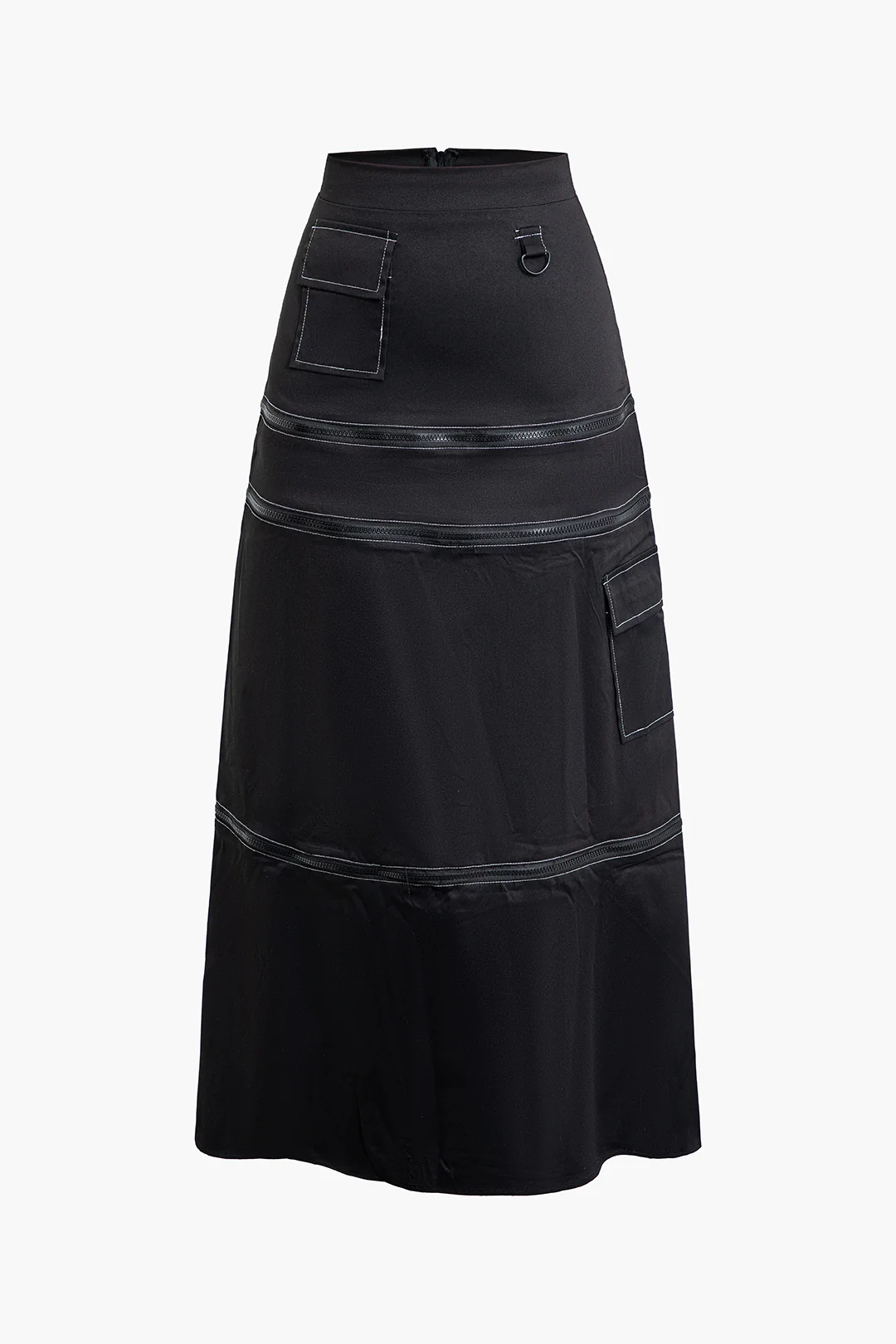 Solid Zipper Pocket Skirt - Weenar