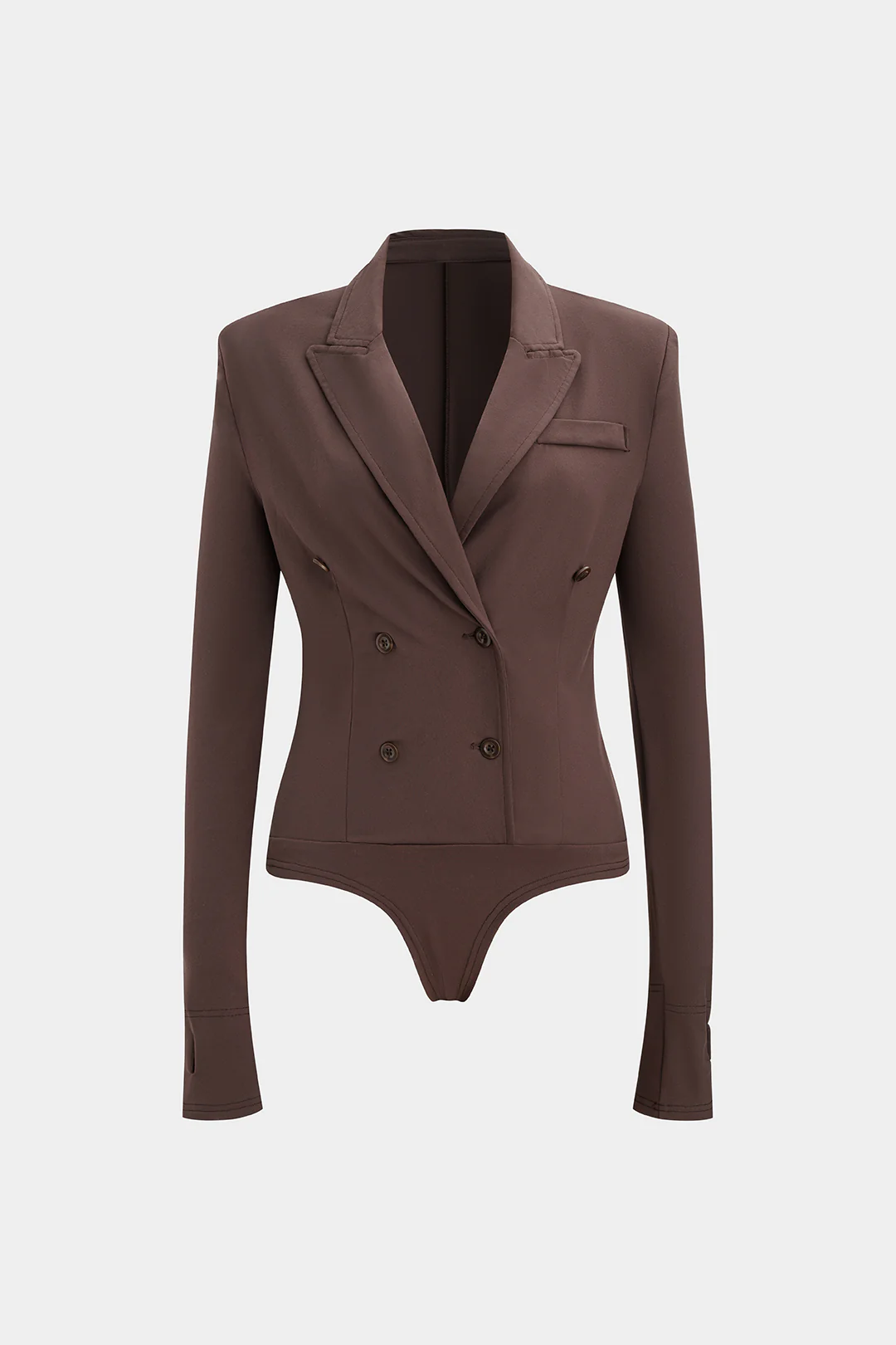 Solid Double-Breasted Long Sleeve Bodysuit - Weenar