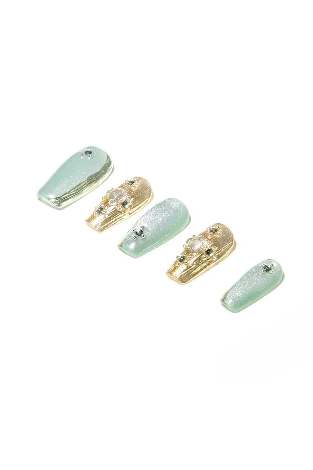 Cat Eye Rhinestone Press-On Nails - Weenar