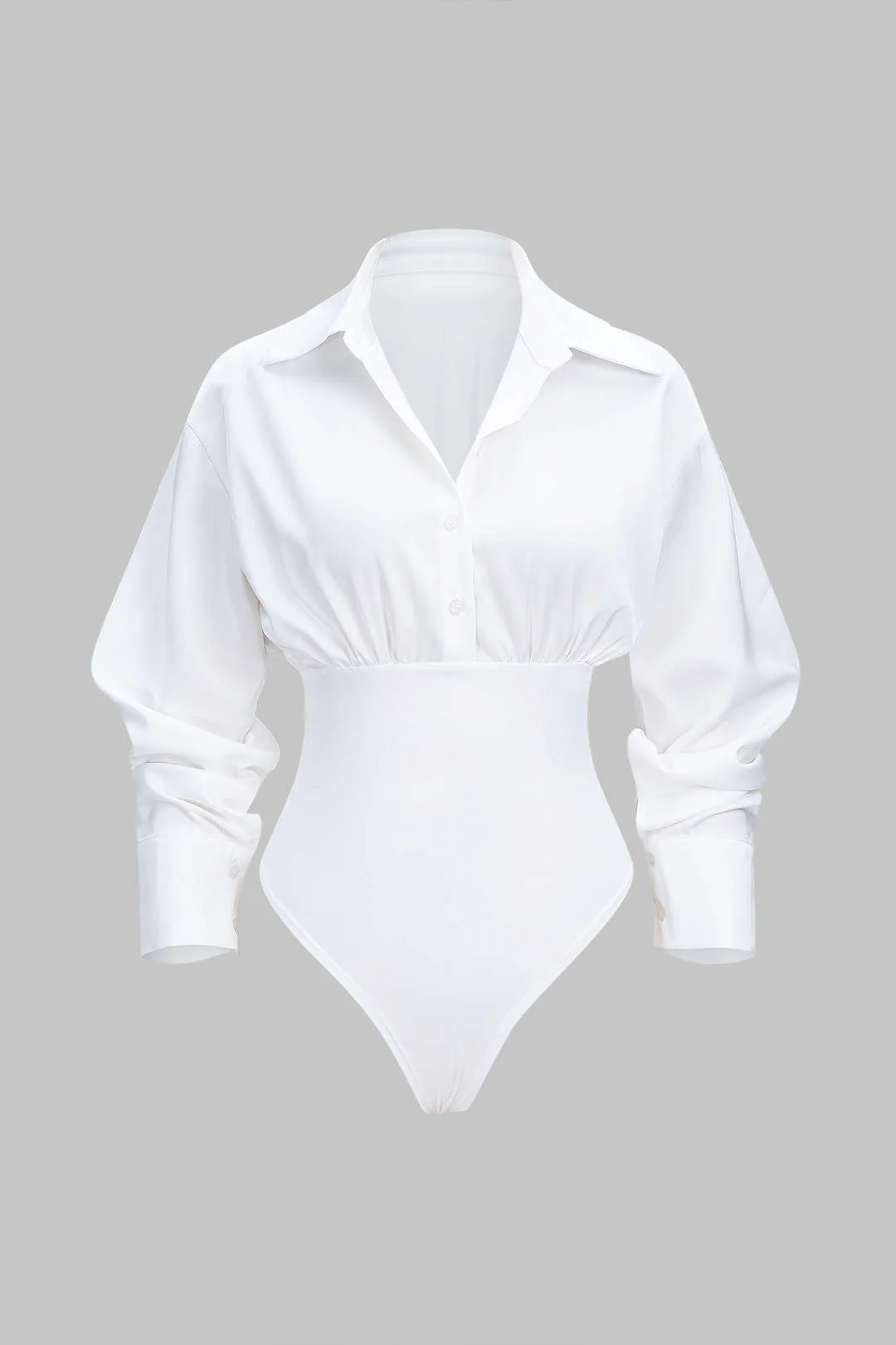 Solid Patchwork Long Sleeve Bodysuit - Weenar