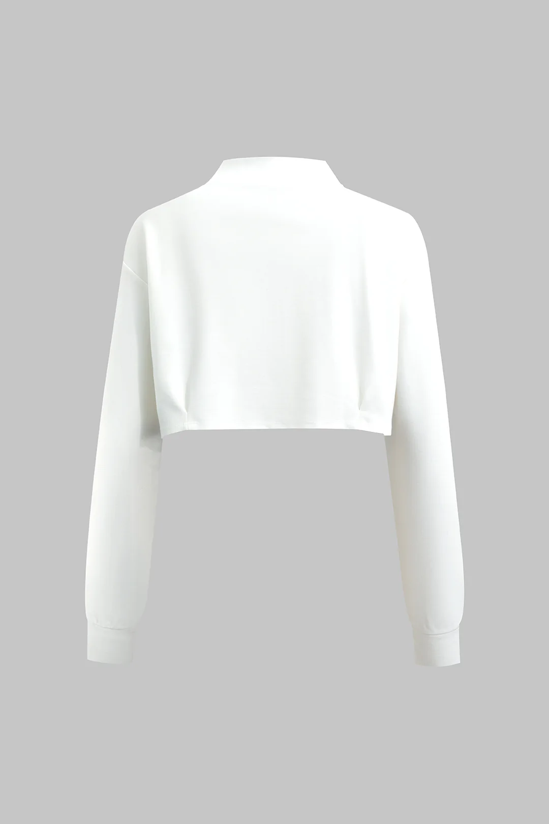 Mock Neck Zipper Long Sleeve Cropped Jacket - Weenar