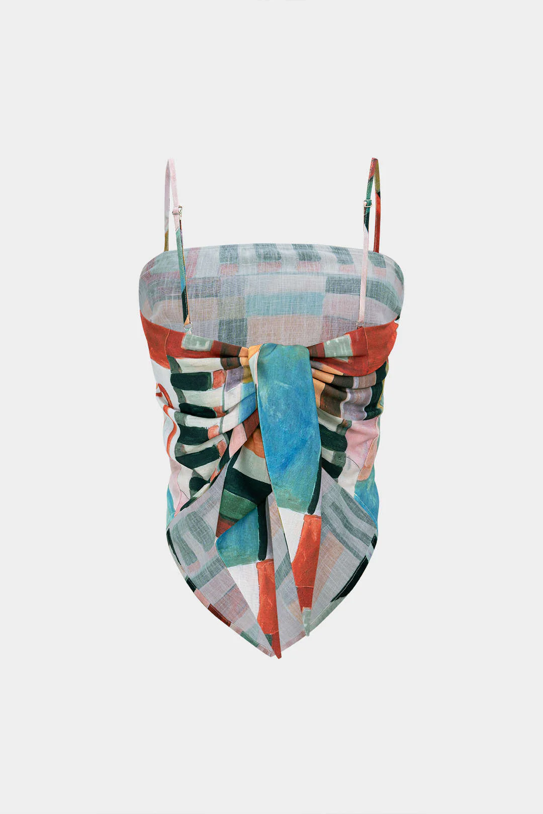 Abstract Geometric Print Knotted Cami Top - Weenar