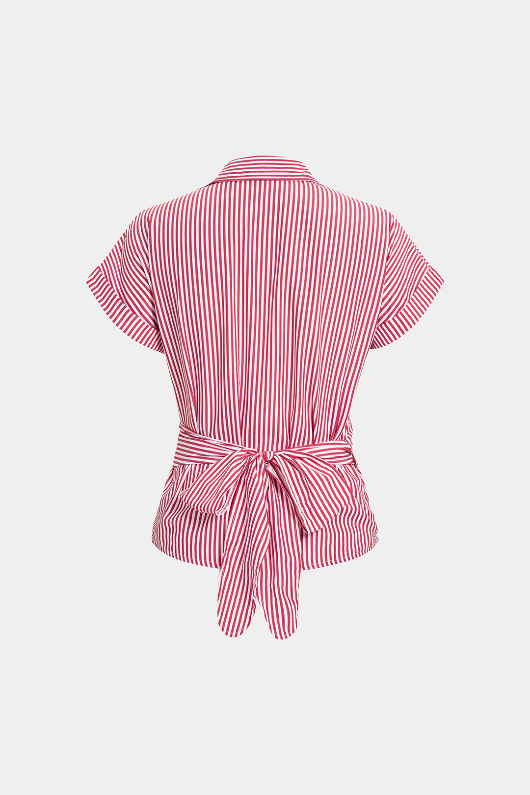 Striped Tie Back Short-Sleeve Shirt - Weenar