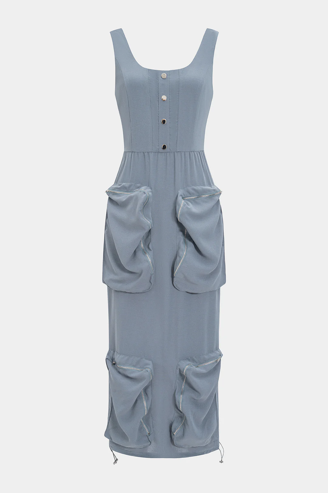 Chiffon Pocket Tank Sleeveless Maxi Dress - Weenar