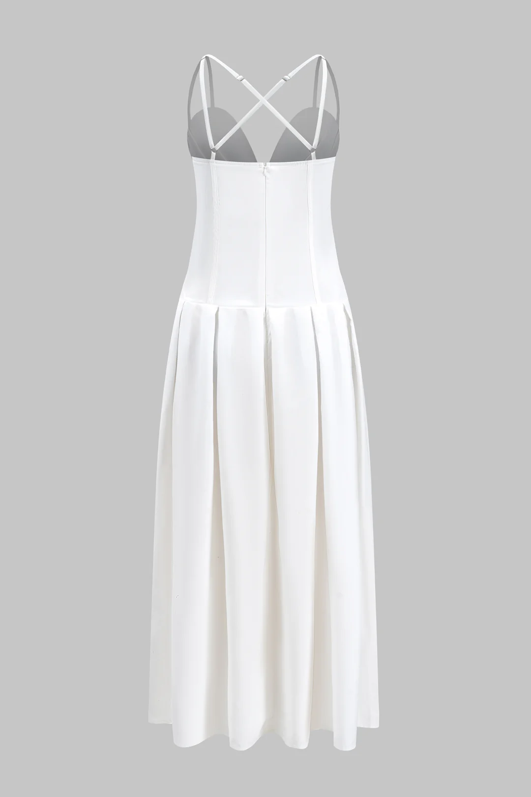 Pleated Bustier Corset Zipper Maxi Dress - Weenar