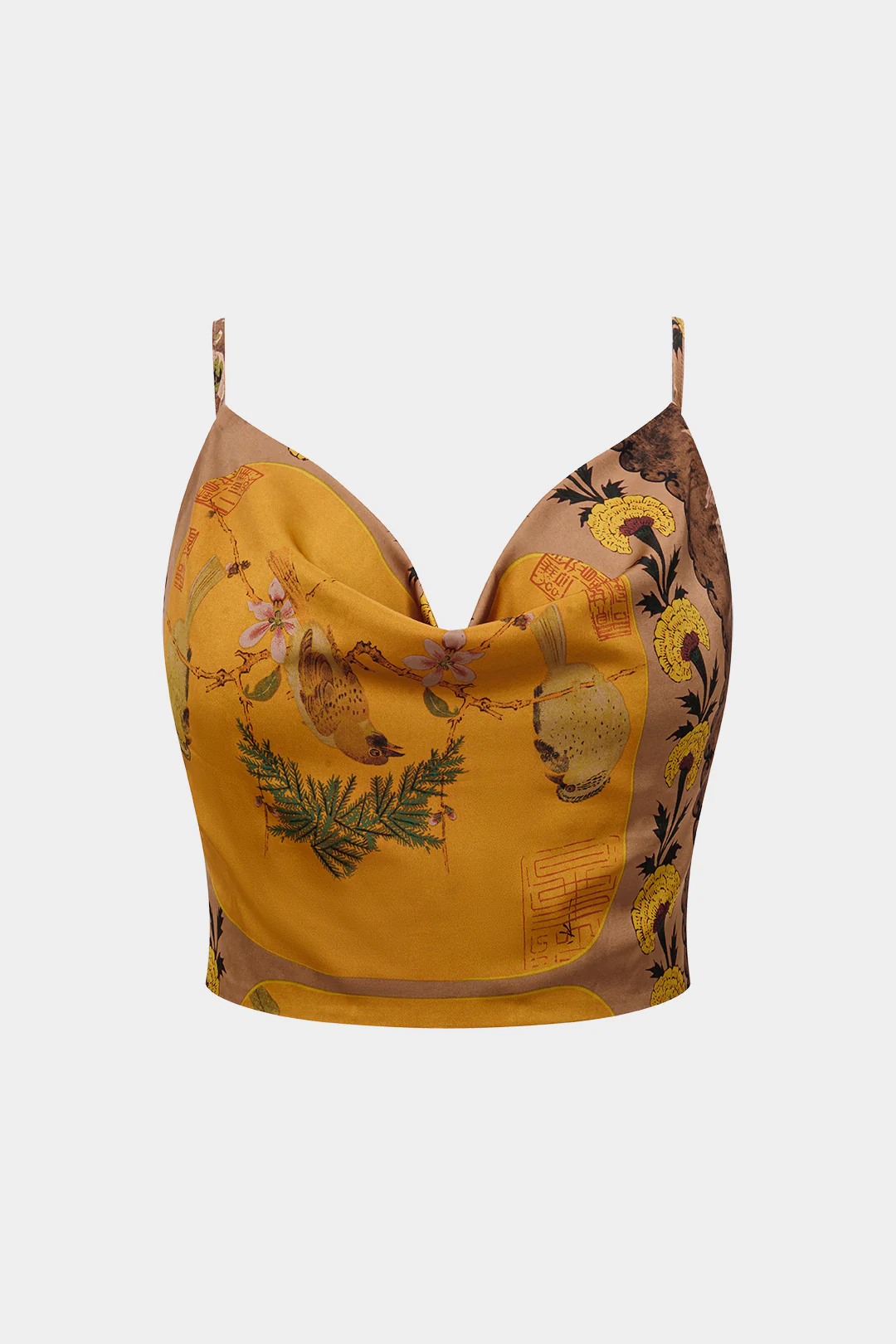 Plus Size Bohemian Print Zipper Slip Cami Top - Weenar