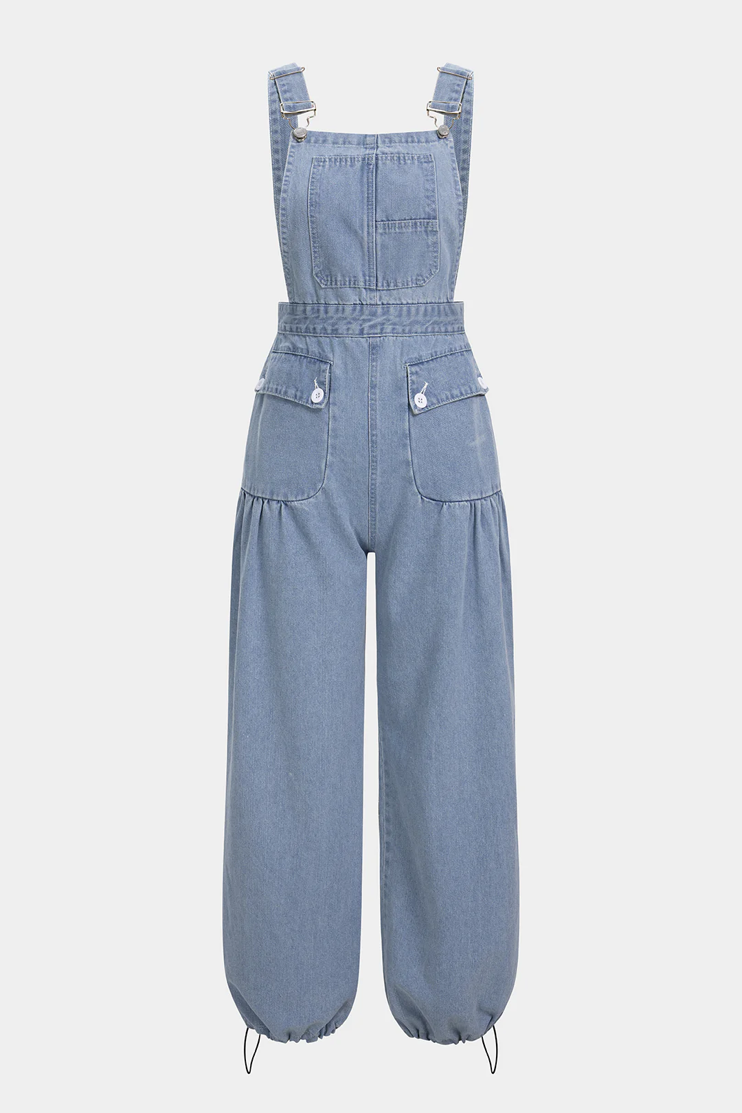 Denim Pocket Drawstring Sleeveless Jumpsuit - Weenar