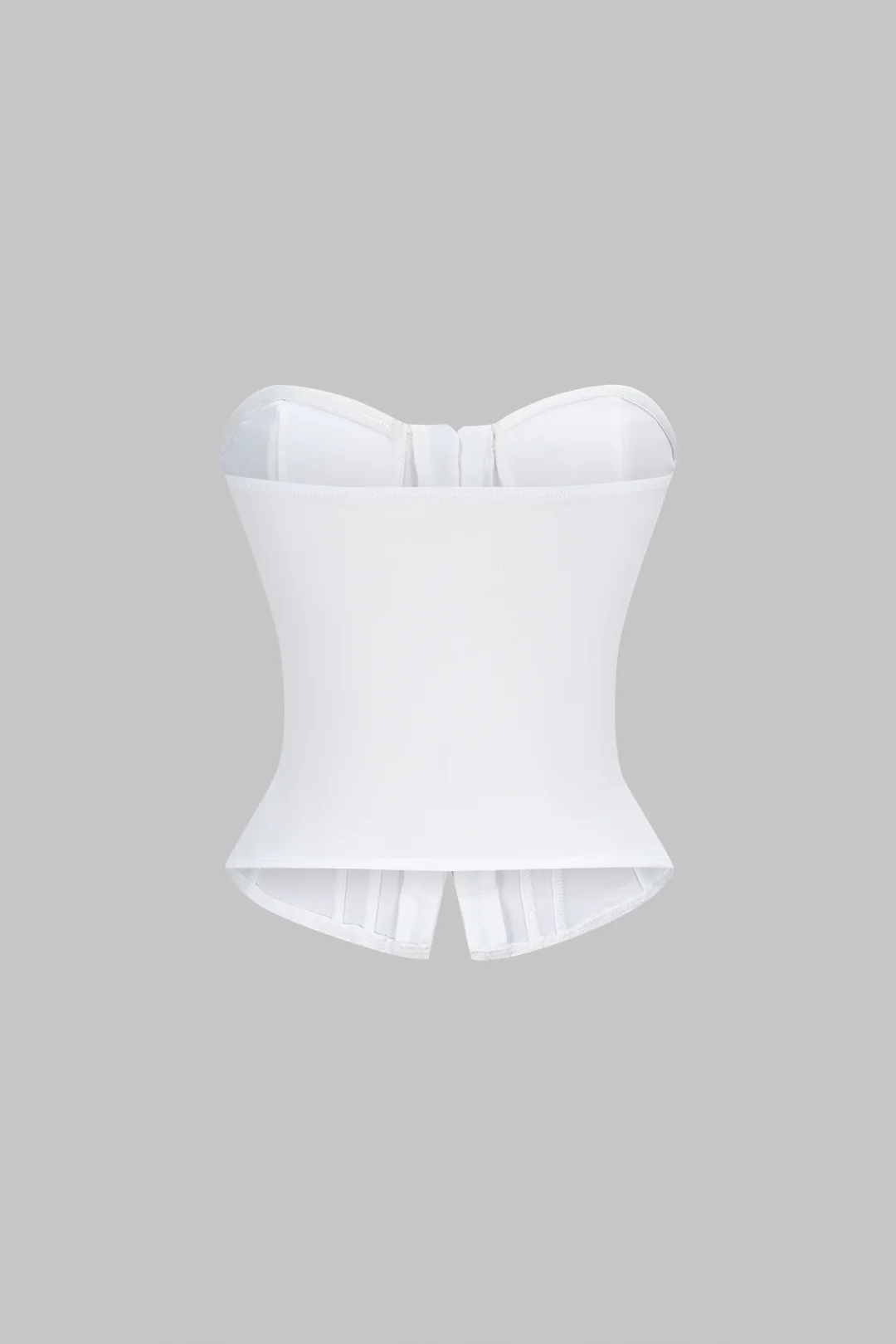 Asymmetrical Metallic Belted Corset Tube Top - Weenar