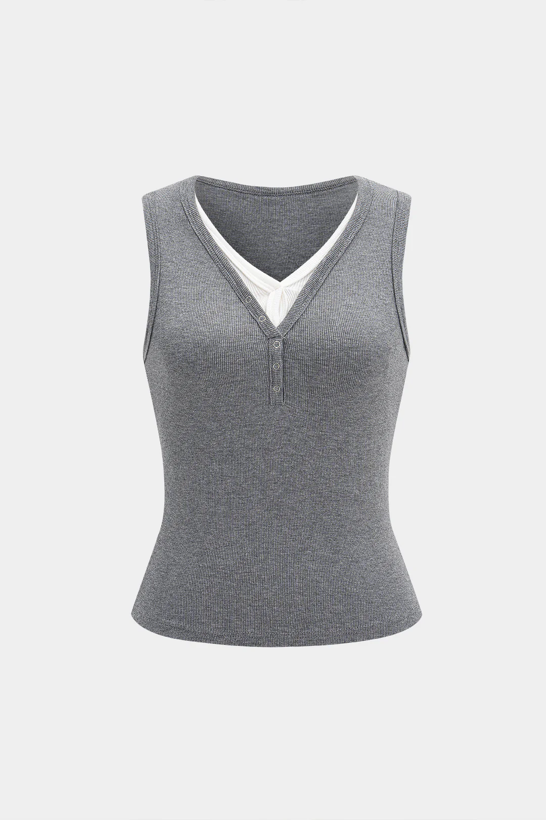 V-Neck Contrast Sleeveless Tank Top - Weenar
