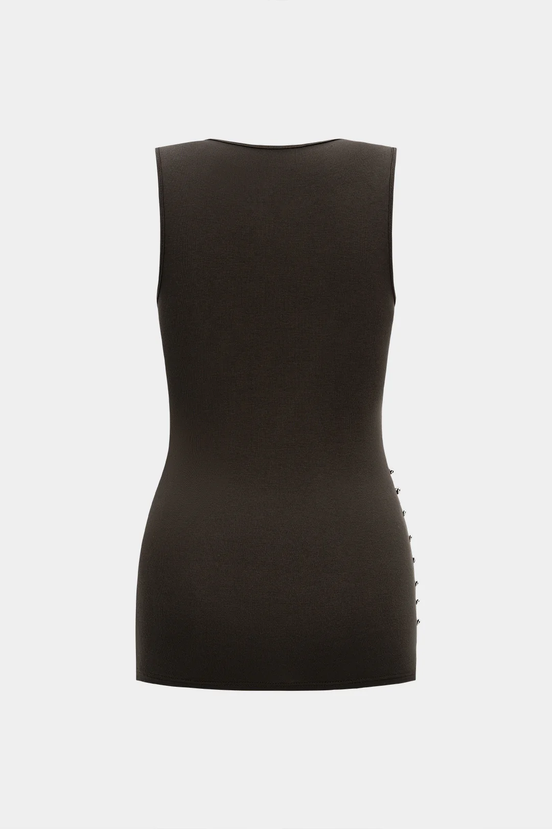 Deep V-Neck Pleated Button Tank Top - Weenar