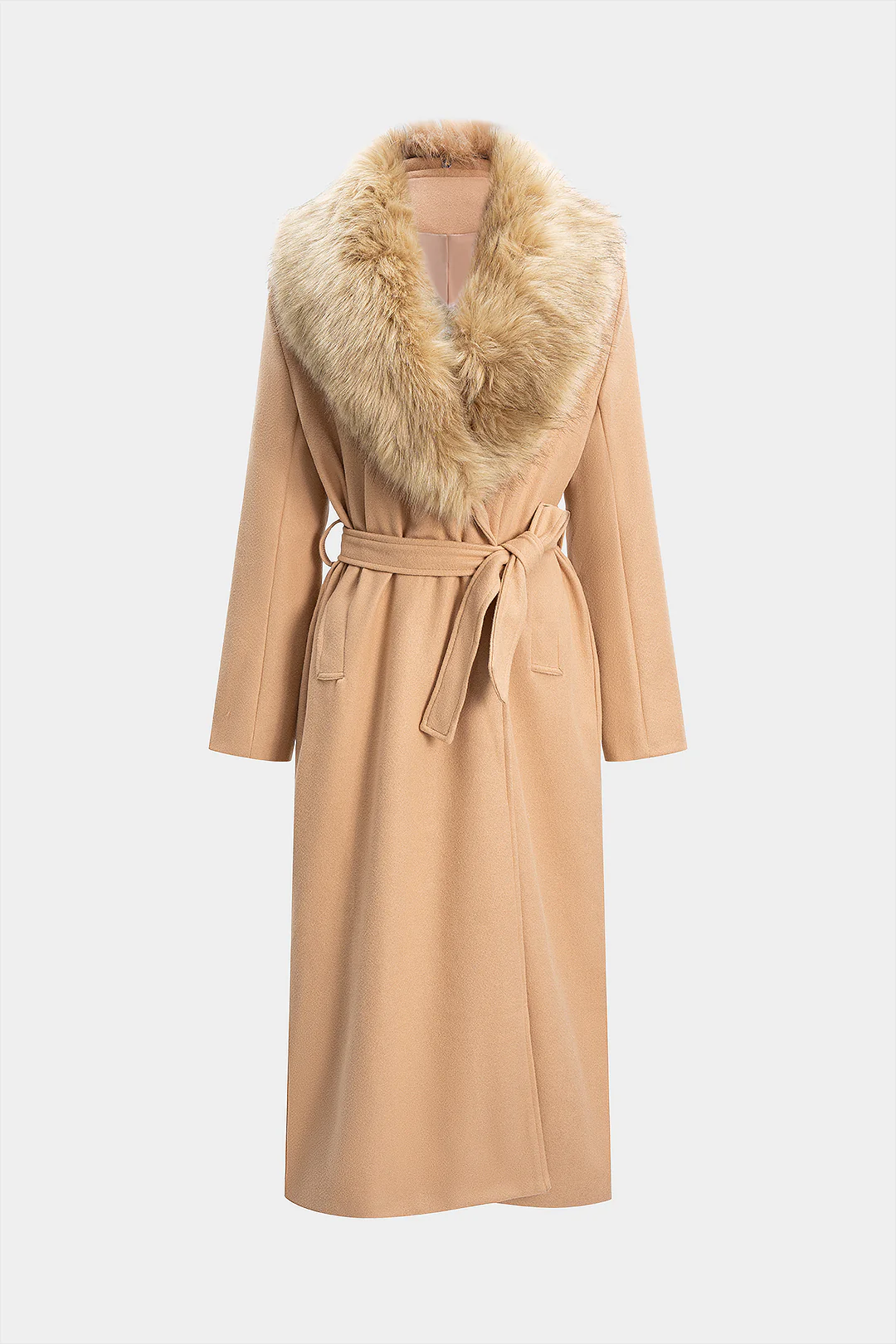 Woolen Tie-Up Long Sleeve Coat - Weenar