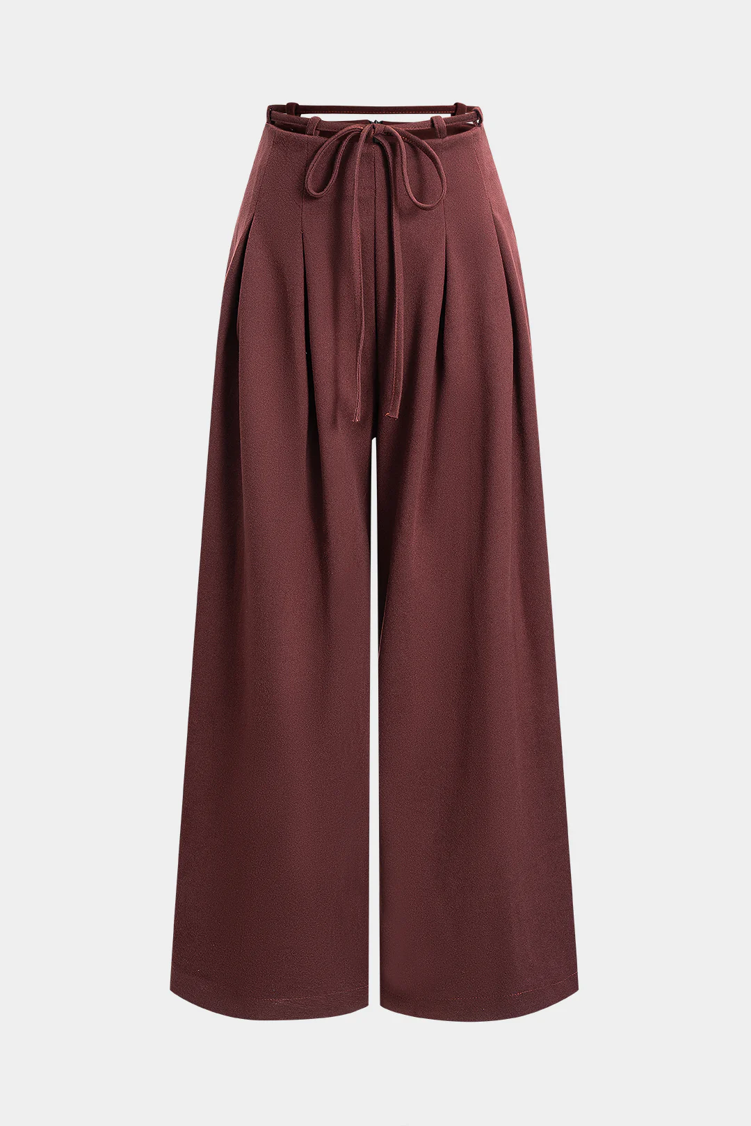 Ruched Tie-Up Zipper Wide Leg Pants - Weenar
