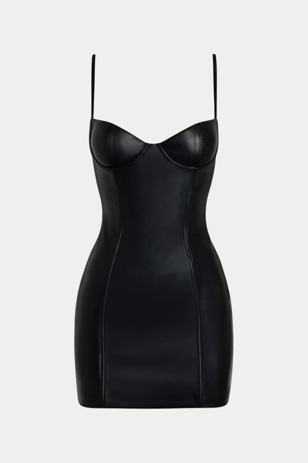 Faux Leather Bustier Slip Sleeveless Mini Dress - Weenar