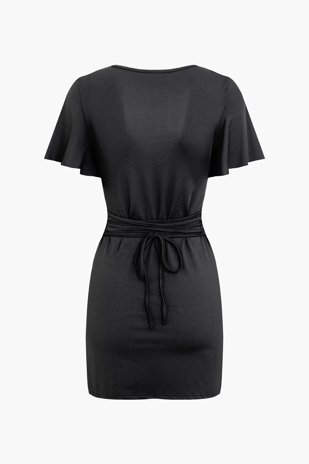 V-Neck Ruffle Short Sleeve Mini Dress - Weenar