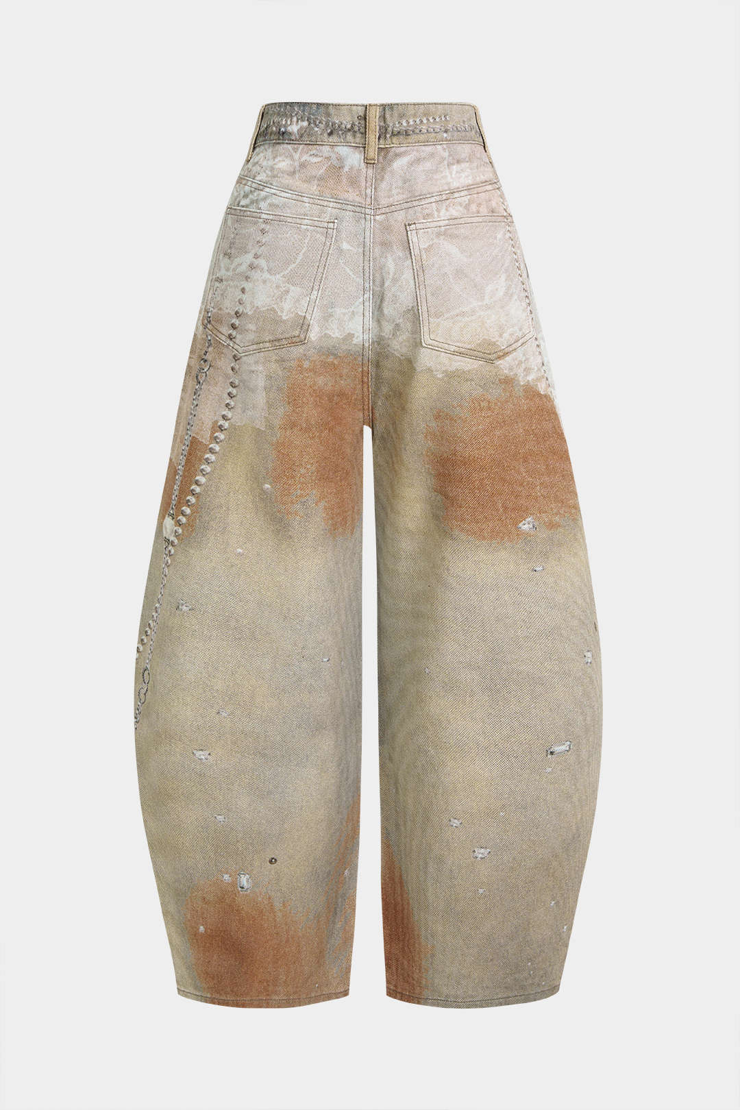 Artistic Denim Print Wide Leg Pants - Weenar