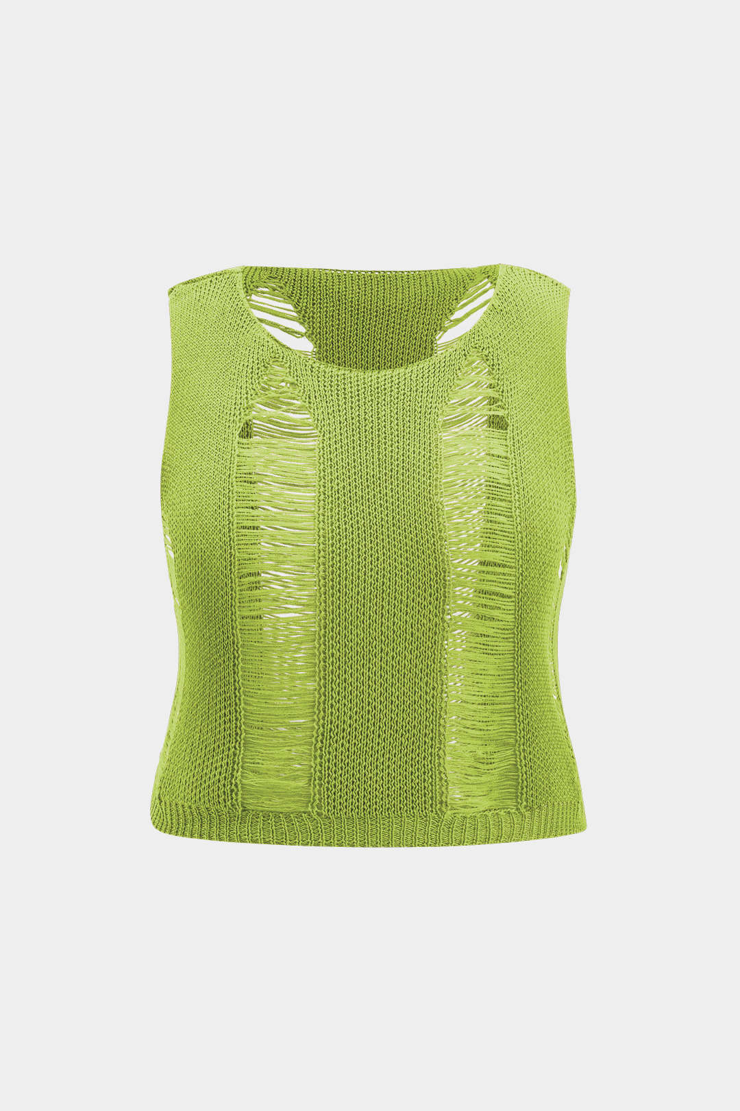 Plus Size Knit Distressed Ladder Tank Top - Weenar