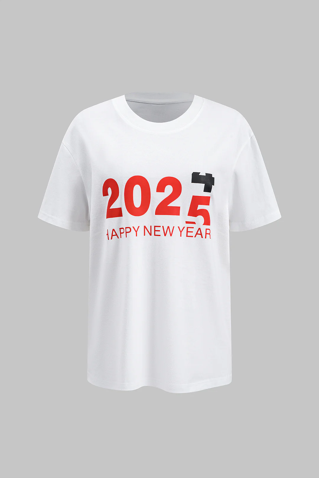Letter Print Round Neck Short Sleeve T-Shirt - Weenar
