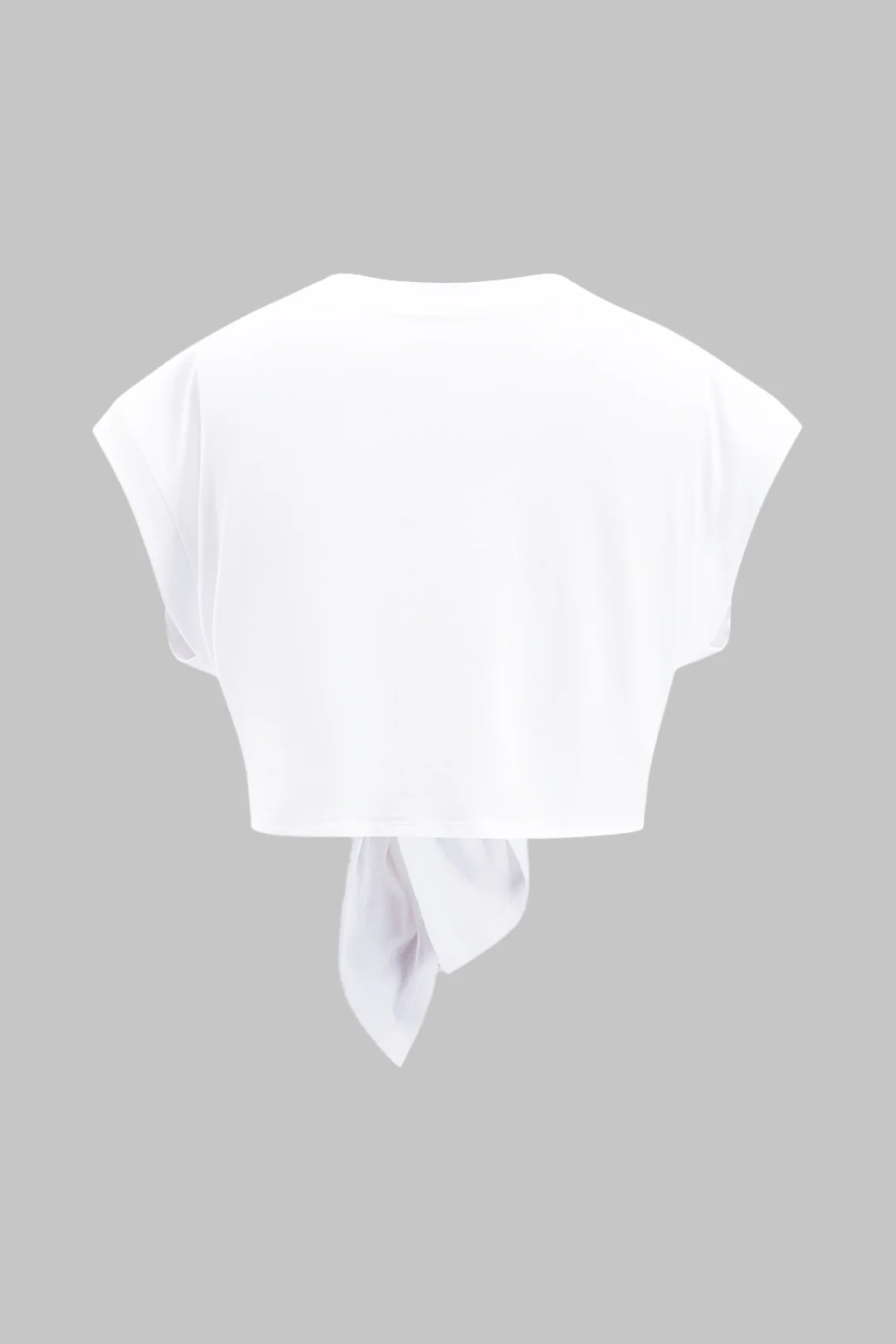 Plus Size Letter Print Tie Front Round Neck T-Shirt - Weenar