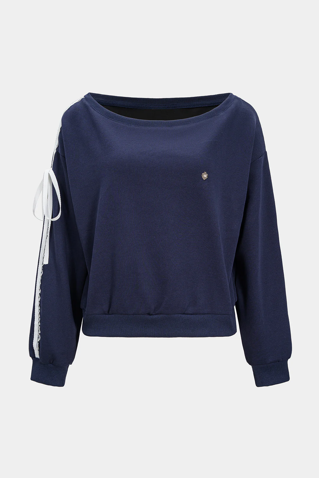 Off-Shoulder Tie-Up Sweatshirt - Weenar