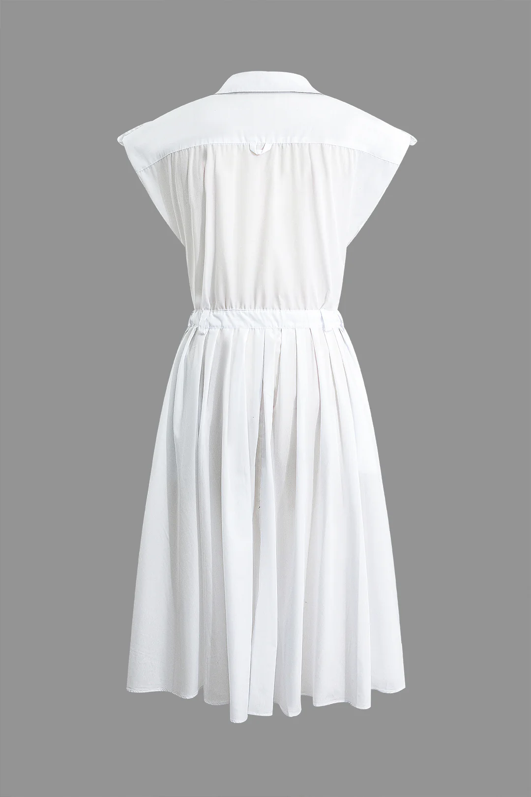 Ruched Pocket Belted Short Sleeve Midi Dress - Weenar