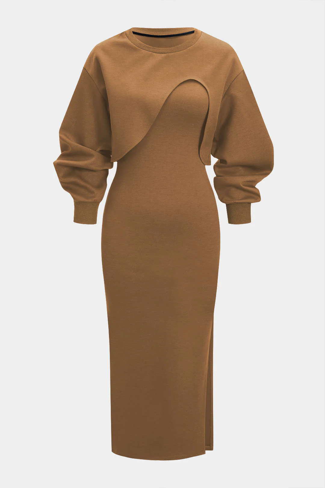 Asymmetrical Long-Sleeve Top And Sleeveless Dress Set - Weenar