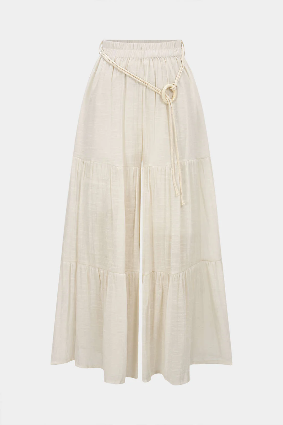 Belted Ruched High Waist Wide Leg Pants - Weenar