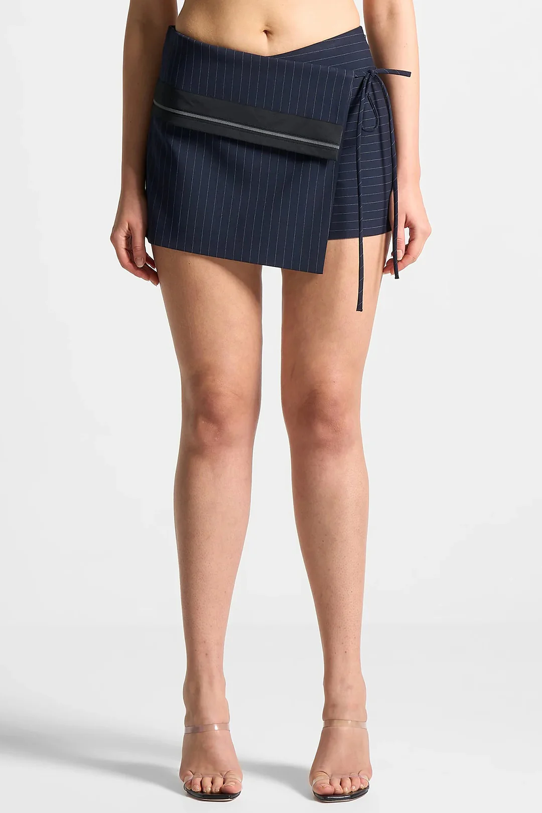 Tie Front Zipper Asymmetrical Skort - Weenar