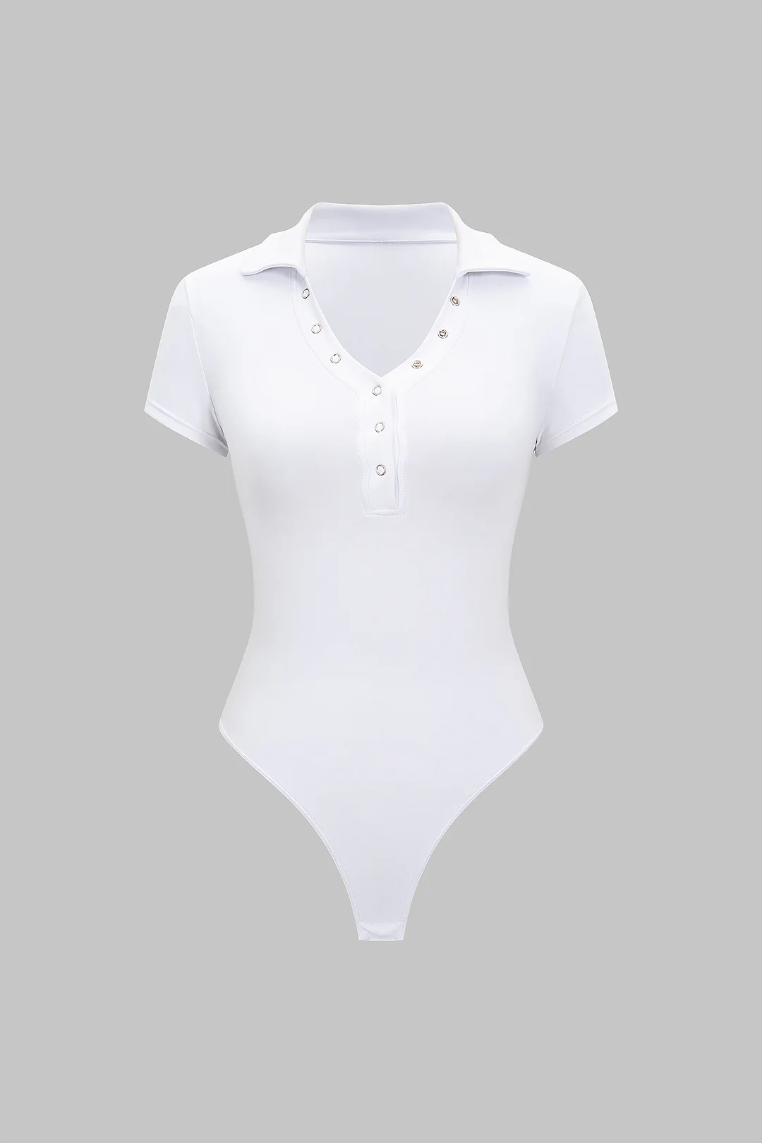 Solid Button Short Sleeve Bodysuit - Weenar