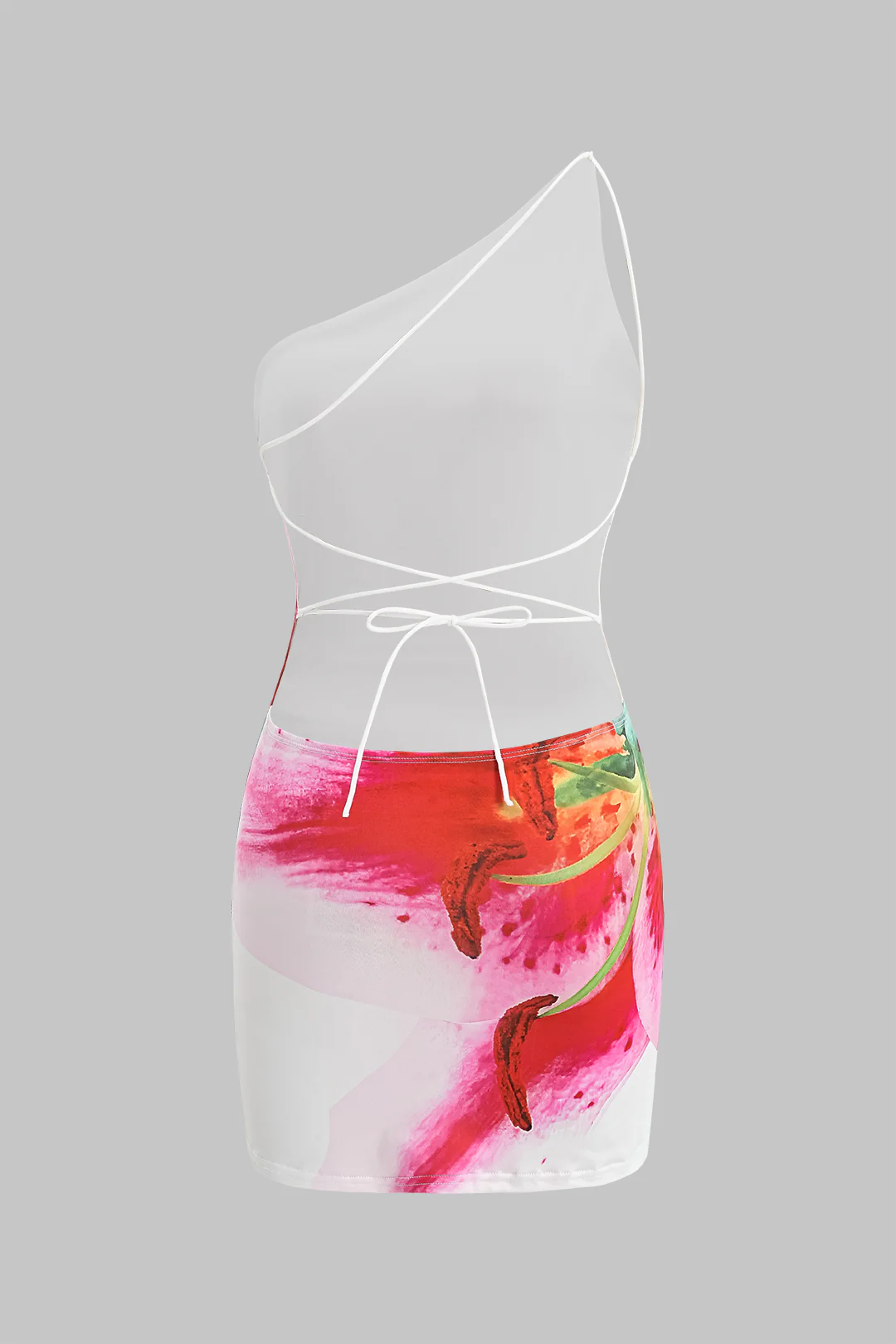 Floral Print Backless Tie Up Sleeveless Mini Dress - Weenar
