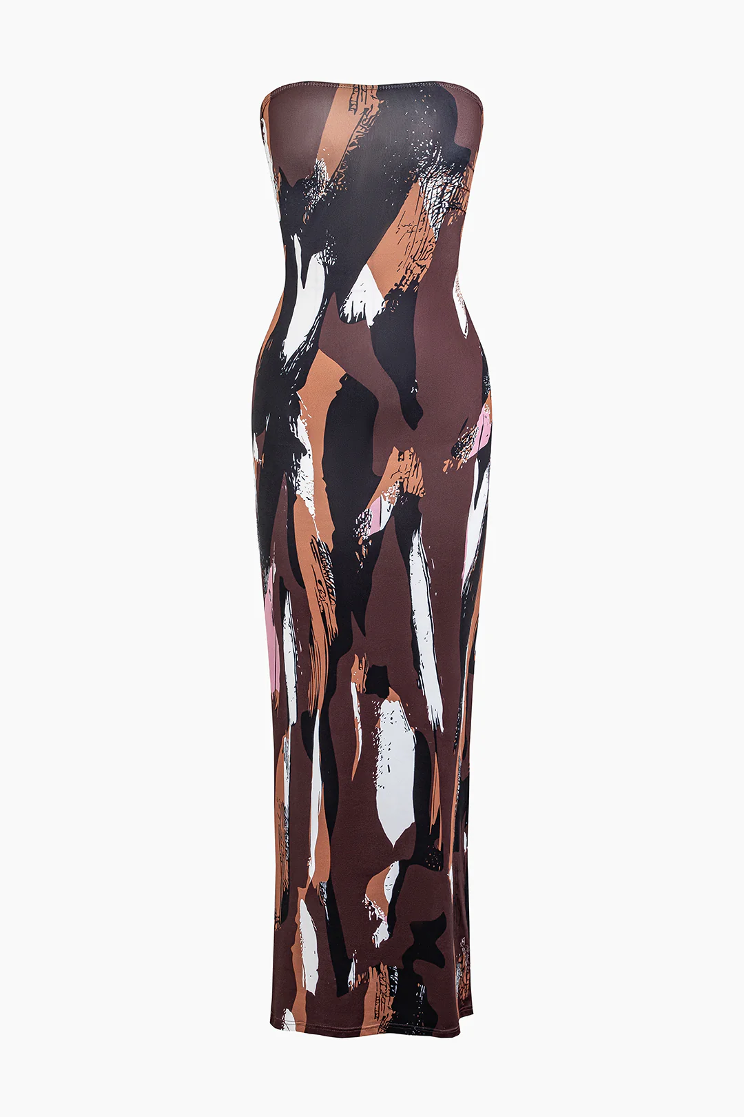 Graffiti Print Backless Strapless Sleeveless Maxi Dress - Weenar
