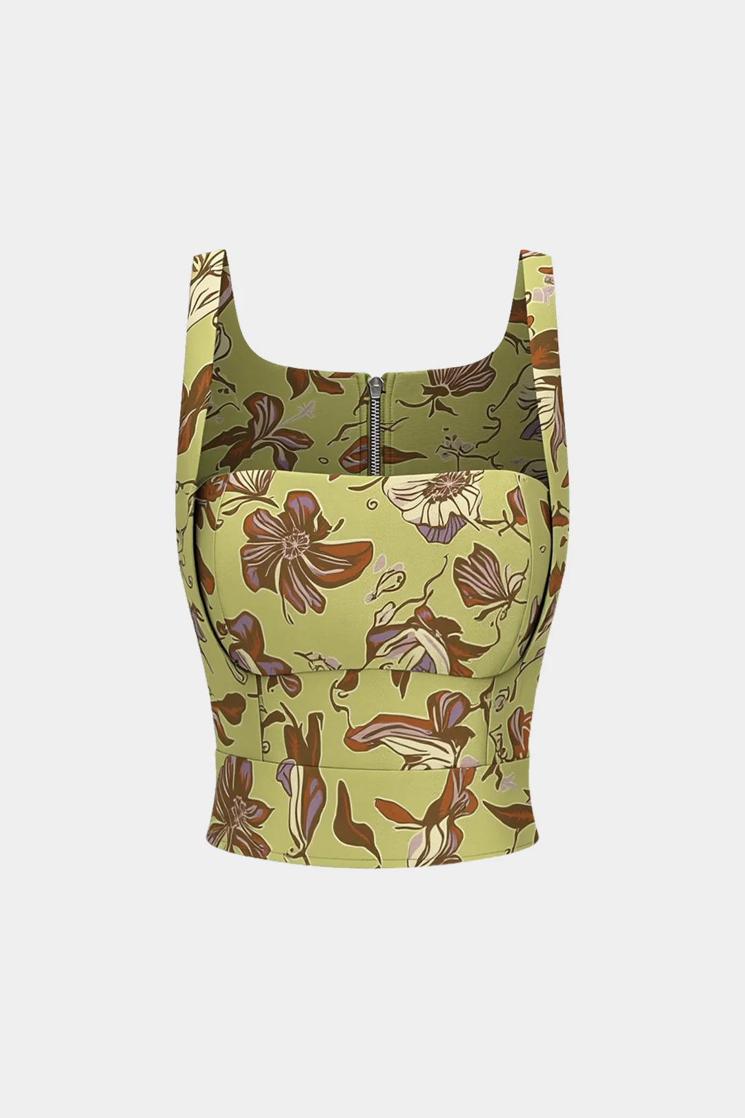 Floral Print Zipper Cami Top - Weenar